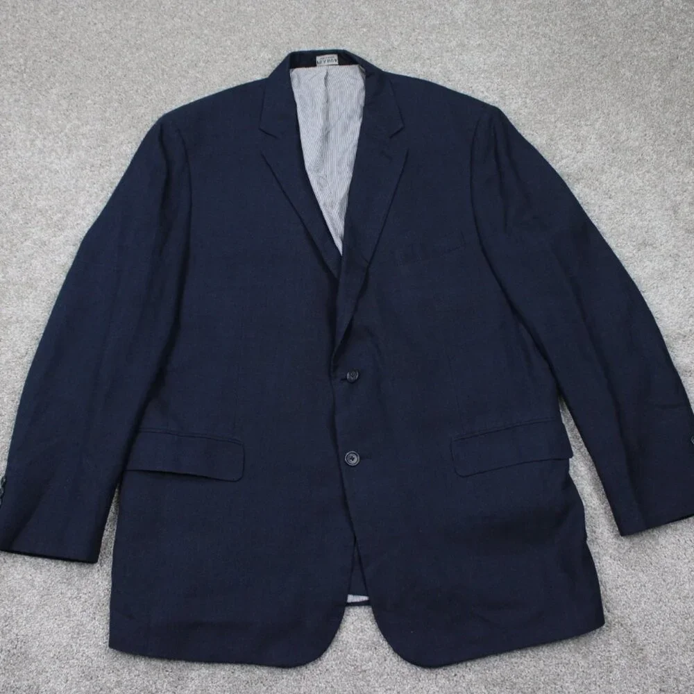 Jos. A. Bank 730 Burke Blazer Mens 46 L Blue Linen/Wool Blend Sports Jacket